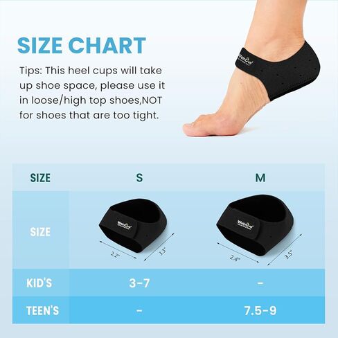 Kids Heel Protectors Cups for Shoes - Welnove Lightweight Silicone Gel Heel Cups for Child & Teen - Shoe Cushion Inserts Pads for Sever's Disease, Plantar Fasciitis, Heels Spurs (Kid's Size 3-7) in Saudi Arabia
