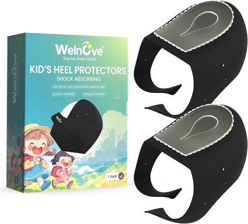 Kids Heel Protectors Cups for Shoes - Welnove Lightweight Silicone Gel Heel Cups for Child & Teen - Shoe Cushion Inserts Pads for Sever's Disease, Plantar Fasciitis, Heels Spurs (Kid's Size 3-7) in Saudi Arabia