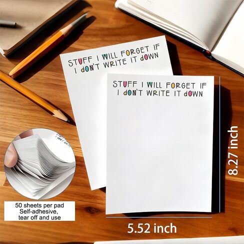 50 Sheets Funny Sticky Notes, 5.5x4.3 Inches, Multi Surface Self Adhesive Notepads, Novelty Memo Pads, Portable Office Work Study Supplies, Fun Gifts for Friends Coworkers, White in Saudi Arabia