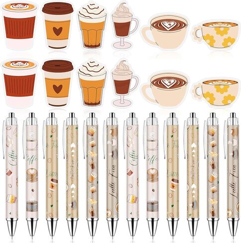 48Pcs Coffee Cup Sticky Notes Self-Stick Memo Pads Notepads&Black Ink Cute Ballpoint Pen Coffee Lovers Themed Supplies Gifts for School Office Teacher Student Employee Class Reward in Kuwait