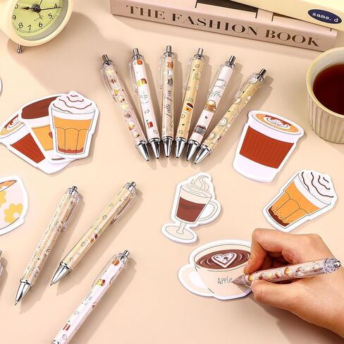 48Pcs Coffee Cup Sticky Notes Self-Stick Memo Pads Notepads&Black Ink Cute Ballpoint Pen Coffee Lovers Themed Supplies Gifts for School Office Teacher Student Employee Class Reward in Kuwait