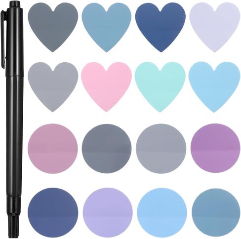 Transparent Sticky Notes Heart & Round Translucent Sticky Notes Colorful Page Flags Stickers Waterproof Index Sticker Self-Stick Book Tabs Clear Book Markers 320 Sheets in Kuwait