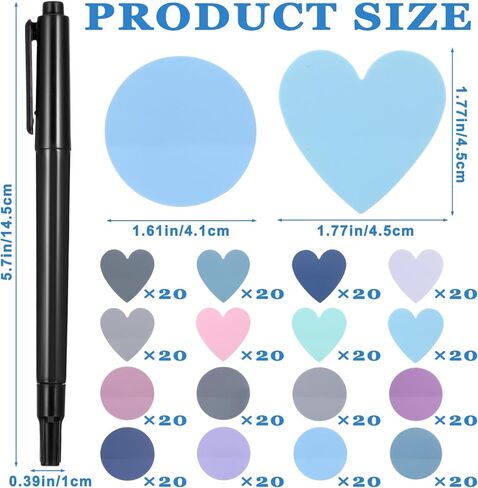 Transparent Sticky Notes Heart & Round Translucent Sticky Notes Colorful Page Flags Stickers Waterproof Index Sticker Self-Stick Book Tabs Clear Book Markers 320 Sheets in Kuwait