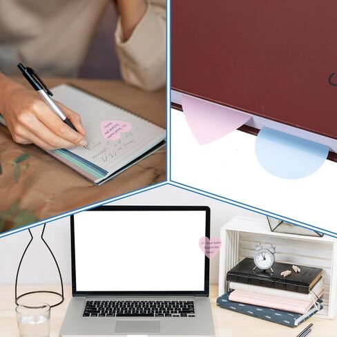 Transparent Sticky Notes Heart & Round Translucent Sticky Notes Colorful Page Flags Stickers Waterproof Index Sticker Self-Stick Book Tabs Clear Book Markers 320 Sheets in Kuwait