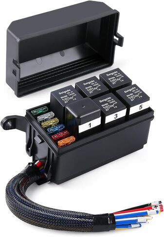 Delgada Relay Box 12V 6 Slots Waterproof Fuse Relay Box 6 Way 12 AWG Pre-Wired with O-Type Terminal (5/16") ATC/ATO Blade Fuse Holder for Automotive Car Marine RV in Kuwait