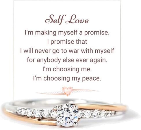 I Choose Me Round-Cut Accent Ring, 925 Sterling Silver Gold Silver Two-Color Self-love Inspirational Band, Cubic Zirconia Self Reminder Band, Self-love Ring Jewelry for Women in Saudi Arabia