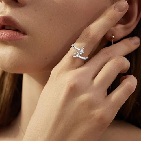 925 Sterling Silver Music Note Ring Adjustable Musical Treble Bass Clef Jewelry Gifts Ideas for Music Lovers Women Musician Students in Kuwait