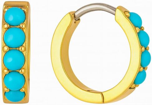 | Hypoallergenic Earrings | Titanium Offshore April Huggie Earrings | Chain and Crystal Detail, Silver Finish |Titanium Huggie Earrings | Gold Huggie for Women, Sensitive Ears, Earring Set in Saudi Arabia