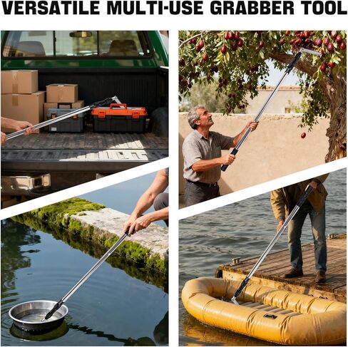 أداة Grabber Reacher، أداة التقاط Reacher Grabber بطول 6.3 قدم لشاحنات الالتقاط الثقيلة والإكسسوارات والمزيد من عمود التلسكوب مع خطافين - أسود in Kuwait