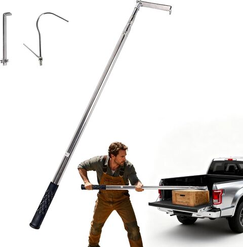 Grabber Reacher Tool,6.3 FT Reacher Grabber Pickup Tool for Heavy Duty Pickup Trucks Bed,Accessories and More Telescoping Pole with 2 Hooks-Black in Kuwait