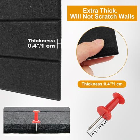 لوحة إعلانات كبيرة مقاس 48 بوصة × 36 بوصة، بديل لوحة الفلين الكبيرة، بلاط لوحة الإعلانات اللباد مع 35 دبوس دفع، 12 حزمة من بلاط الفلين اللباد مع لاصق ذاتي للوحة دبوس المكتب، المنزل والفصول الدراسية in Kuwait