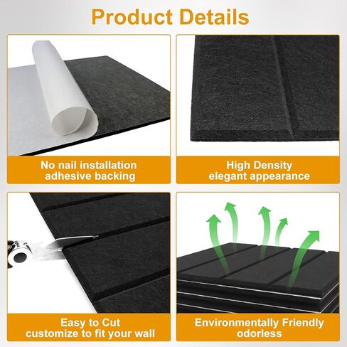 لوحة إعلانات كبيرة مقاس 48 بوصة × 36 بوصة، بديل لوحة الفلين الكبيرة، بلاط لوحة الإعلانات اللباد مع 35 دبوس دفع، 12 حزمة من بلاط الفلين اللباد مع لاصق ذاتي للوحة دبوس المكتب، المنزل والفصول الدراسية in Kuwait