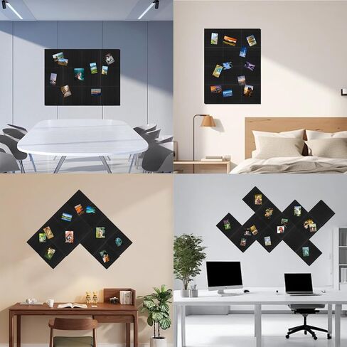 لوحة إعلانات كبيرة مقاس 48 بوصة × 36 بوصة، بديل لوحة الفلين الكبيرة، بلاط لوحة الإعلانات اللباد مع 35 دبوس دفع، 12 حزمة من بلاط الفلين اللباد مع لاصق ذاتي للوحة دبوس المكتب، المنزل والفصول الدراسية in Kuwait