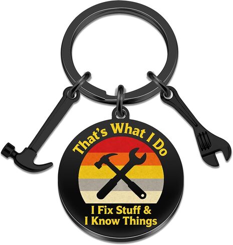 Maintenance Appreciation Gifts Mechanic Gifts for Men Birthday Christmas Father's Day Gift for Mechanics Engineer Handyman Carpenter Dad Grandpa - I Fix Stuff and I Know Things Keychain in Saudi Arabia