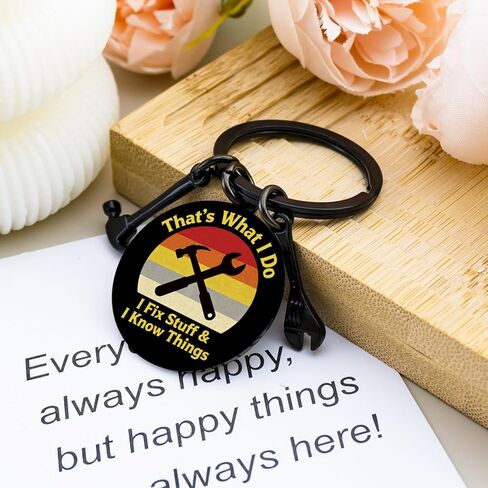 Maintenance Appreciation Gifts Mechanic Gifts for Men Birthday Christmas Father's Day Gift for Mechanics Engineer Handyman Carpenter Dad Grandpa - I Fix Stuff and I Know Things Keychain in Saudi Arabia