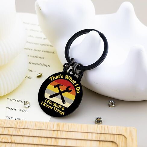 Maintenance Appreciation Gifts Mechanic Gifts for Men Birthday Christmas Father's Day Gift for Mechanics Engineer Handyman Carpenter Dad Grandpa - I Fix Stuff and I Know Things Keychain in Saudi Arabia