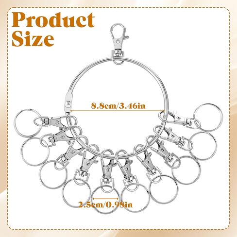 حلقة مفاتيح كبيرة، حامل منظم مفاتيح بحلقة معدنية محمولة مع 10 مشابك دوارة وحلقات مفاتيح كبيرة للاستخدام في المستودعات والمكتب والمدرسة والمنزل، فضي in Kuwait