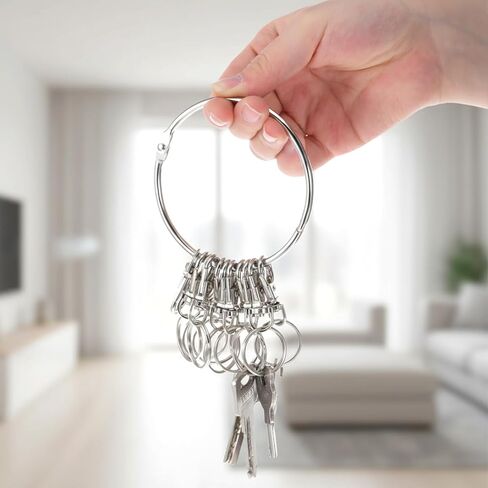 حلقة مفاتيح كبيرة، حامل منظم مفاتيح بحلقة معدنية محمولة مع 10 مشابك دوارة وحلقات مفاتيح كبيرة للاستخدام في المستودعات والمكتب والمدرسة والمنزل، فضي in Kuwait