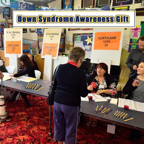 50 Pcs Down Syndrome Pens Bulk Down Syndrome Awareness Party Blue and Yellow Themed Party Decorations Ballpoint Pen for Prizes Office Gifts Social Public Charity Campaign Supplies in Saudi Arabia