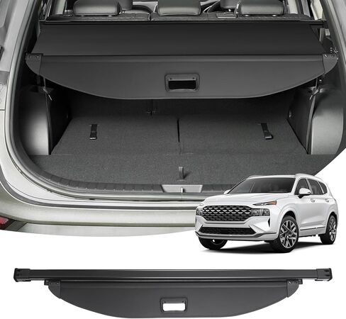 Powerty Compatible with Cargo Cover Hyundai Santa Fe 2023 2022 2021 2020 2019 Accessories Trunk Cover Rear Trunk Shade Retractable Trunk Shield Luggage Tonneau Security Cover Black 5 Seats in Kuwait