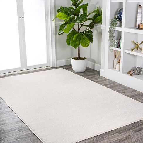 JONATHAN Y Haze Solid Low-Pile Cream Indoor Area Rug 8x10, Coastal,Bohemian,Minimalist,Classic, Easy-Cleaning for Living Room,Bedroom,Kitchen,Pet Friendly,Non-Shedding (SEU100T-8) in Saudi Arabia