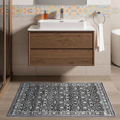 2x3 Rug,Boho Vintage Oriental Washable Rugs,Collapsible Area Rug for Bedroom, Entryway, Kitchen, Bathroom in Saudi Arabia