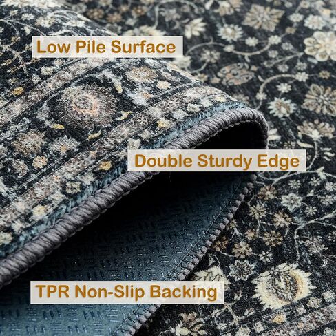 2x3 Rug,Boho Vintage Oriental Washable Rugs,Collapsible Area Rug for Bedroom, Entryway, Kitchen, Bathroom in Saudi Arabia