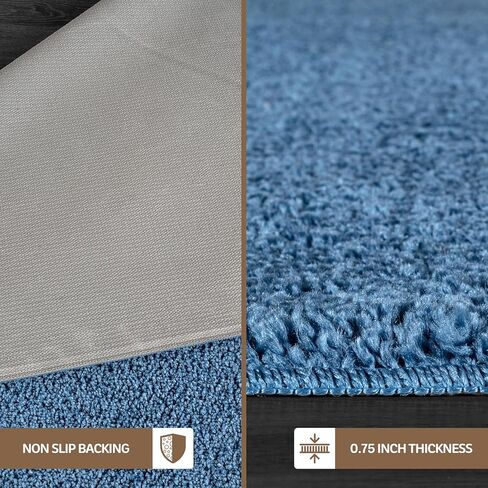 سجادة منطقة مقاس 3×5، سجادة داخلية زرقاء قابلة للغسل، صلبة وغير قابلة للانزلاق، سهلة التنظيف وغير قابلة للتساقط في الداخل لغرفة المعيشة وغرفة النوم والمطبخ وغرفة الطعام أو الردهة (3 × 5 أزرق) in Kuwait