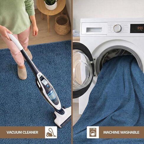 سجادة منطقة مقاس 3×5، سجادة داخلية زرقاء قابلة للغسل، صلبة وغير قابلة للانزلاق، سهلة التنظيف وغير قابلة للتساقط في الداخل لغرفة المعيشة وغرفة النوم والمطبخ وغرفة الطعام أو الردهة (3 × 5 أزرق) in Kuwait