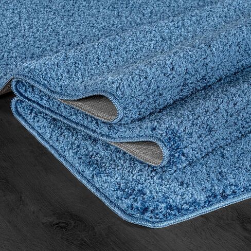 سجادة منطقة مقاس 3×5، سجادة داخلية زرقاء قابلة للغسل، صلبة وغير قابلة للانزلاق، سهلة التنظيف وغير قابلة للتساقط في الداخل لغرفة المعيشة وغرفة النوم والمطبخ وغرفة الطعام أو الردهة (3 × 5 أزرق) in Kuwait