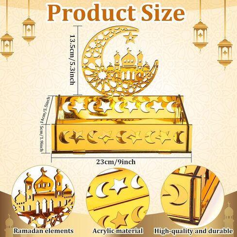 ديكورات رمضان من الأكريليك للمنزل، عيد مبارك كريم، صواني تقديم رمضان، علامة طاولة، علامة نجمة مجوفة على شكل قمر لحفلات المسلمين، ديكور الطاولة، ديكور فني حرفي، صينية مركزية in Kuwait