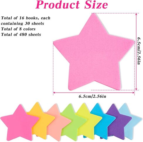 Star Sticky Notes 480 Sheets Colorful Sticky Notes for Notebooks Star Shape Self-Sticky Note Pads for School Office Home Notebook Supplies in Kuwait