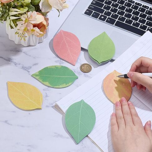6Pads Leaf Paper Pad 6 Colors 150 Sheets Sticky Notes Cute Tree Leaf Sticky Notes Paper Memo Self-Adhesive Note Sticker Tabs Bulk for Office School Home Reading Leafy Decoration in Kuwait