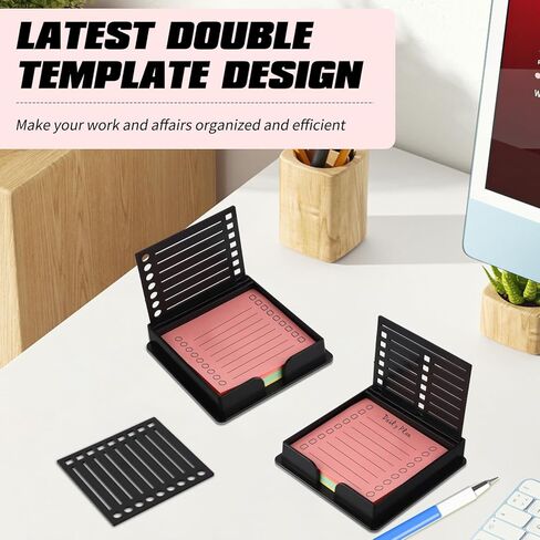 2 Pieces Sticky Note to Do List Stencil for 3x3 Inch Self-Sticky, Reusable Post It Note Stencil with 2 Copies Notes for Desk Office Home School Supplies (Black) in Kuwait