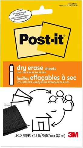 Post-it Dry Erase Sheets, 7 in x 11.3 in, 30 Sheets, Sticks Securely and Removes Cleanly (DEFSHEETS-30PK) in Saudi Arabia
