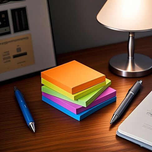 5PCS Super Sticky Notes, 2.96x2.96 in, Note Paper for Office Desk Study Planning Writing Reminders, Orange, Yellow, Green, Blue, Purple in Saudi Arabia