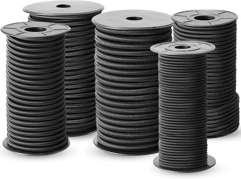 سلك صدمات بطول 100 قدم 1/8 بوصة - مرن 100% - حبل بنجي من البوليستر الداكرون من الدرجة البحرية للمشروعات التي تصنعها بنفسك، وربطات العنق، وقوارب الكاياك، وسلك مرن للاستخدامات التجارية (1/8 بوصة، 100 قدم) in Kuwait