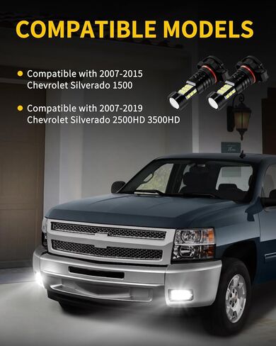 5202 PS24WFF LED Fog Lights Bulb 6000K Xenon White Compatible with Chevrolet 2007-2015 Silverado 1500, 2007-2019 Silverado 2500HD 3500HD, Pack of 2 in Saudi Arabia