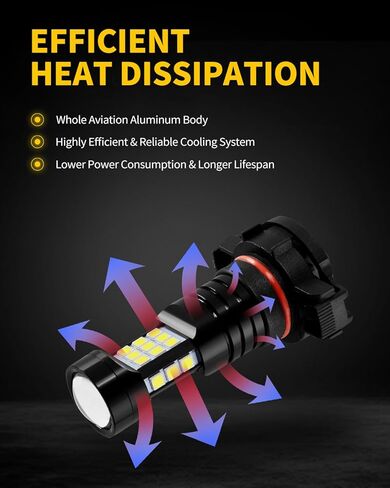 5202 PS24WFF LED Fog Lights Bulb 6000K Xenon White Compatible with Chevrolet 2007-2015 Silverado 1500, 2007-2019 Silverado 2500HD 3500HD, Pack of 2 in Saudi Arabia