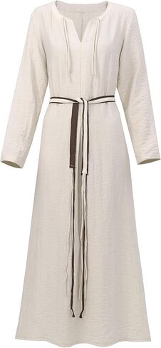 FURPHI Medieval Linen Underdress with Belt Renaissance Chemise Peasant Dress Cosplay Costume in Kuwait