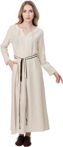 FURPHI Medieval Linen Underdress with Belt Renaissance Chemise Peasant Dress Cosplay Costume in Kuwait