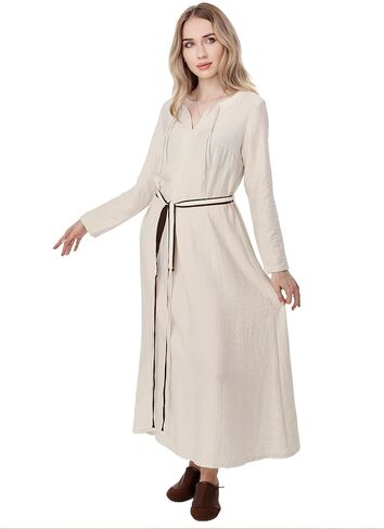 FURPHI Medieval Linen Underdress with Belt Renaissance Chemise Peasant Dress Cosplay Costume in Kuwait