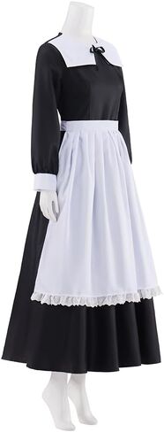 Historical Colonial Costume Pioneer Maid Apron Dress Pilgrim Women Costume Fancy Dress with Bonnet in Kuwait