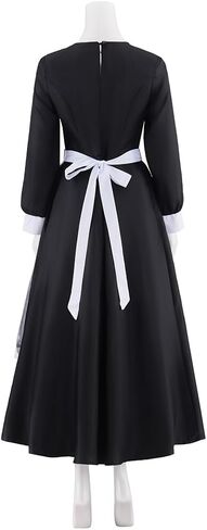 Historical Colonial Costume Pioneer Maid Apron Dress Pilgrim Women Costume Fancy Dress with Bonnet in Kuwait