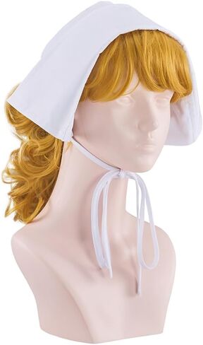 Historical Colonial Costume Pioneer Maid Apron Dress Pilgrim Women Costume Fancy Dress with Bonnet in Kuwait