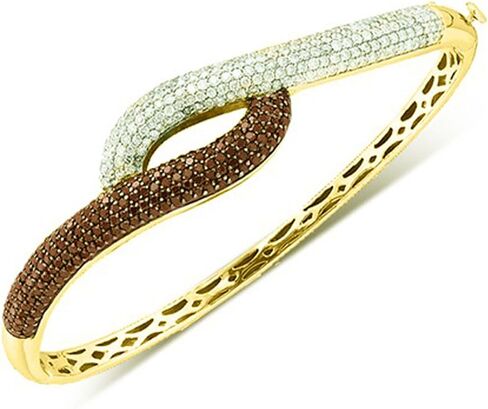 Dazzlingrock Collection 2.53 Carat (ctw) 14k Round White & Brown Diamond Ladies Fashion Bangle Bracelet, Yellow Gold in Saudi Arabia