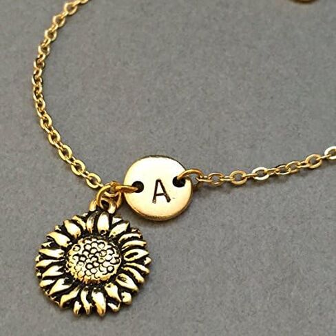 Sunflower charm bracelet, sunflower charm, adjustable bracelet, flower, personalized bracelet, initial bracelet, monogram in Saudi Arabia