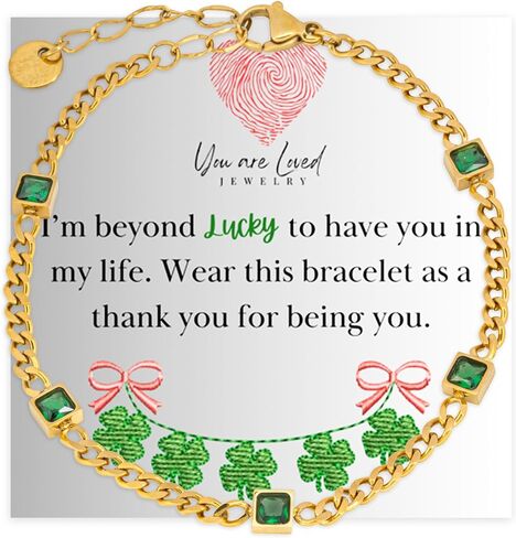 Four Leaf Clover Bracelet for Woman 18K Gold Plated | Women Friend Gift Adjustable Jewelry | Positive Energy Bracelet | Irish Luck Bracelet | St. Patricks Day Gifts in Saudi Arabia