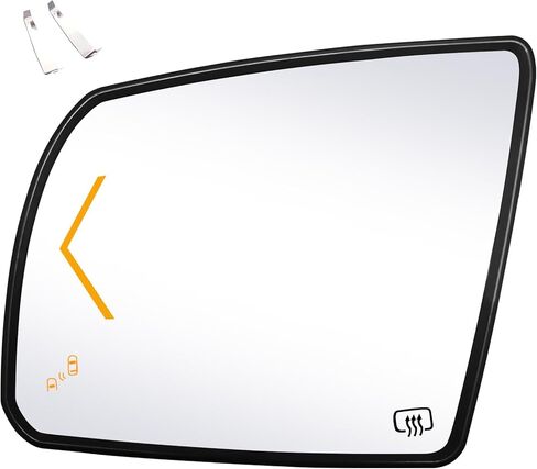 Passenger Right Side Replacement Mirror Glass - Compatible with Toyota Tundra 2014-2021, Sequoia 2012-2022 - Heated with Blind Spot Detection and Turn Single, w/o Auto Dimming in Kuwait