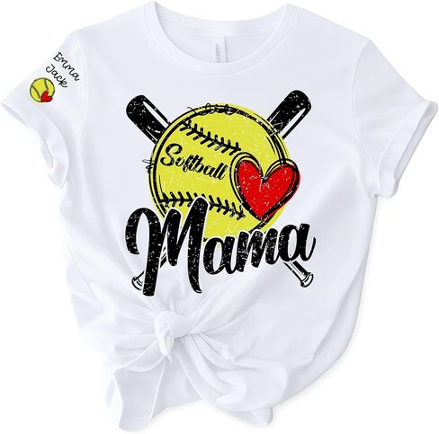 Personalized Softball Shirt, Custom Nickname & Grandkids Names Graphic Tee for Women, Family Casual Top in Saudi Arabia